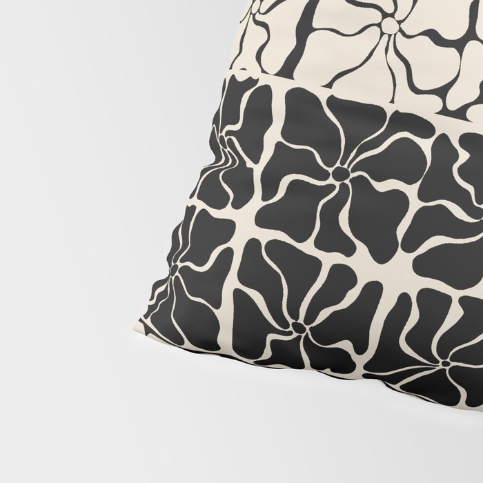 Monochrome Petal Mosaic Pattern Pillow Sham Gallery Image 4