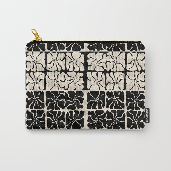 Monochrome Petal Mosaic Pattern Carry All Pouch Gallery Image 1