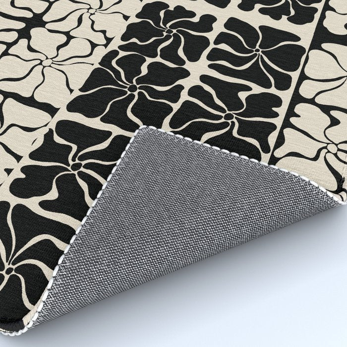Monochrome Petal Mosaic Pattern Rug Gallery Image 4