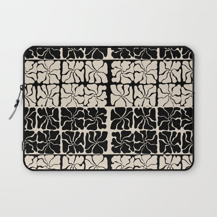Monochrome Petal Mosaic Pattern Laptop Sleeve Gallery Image 1