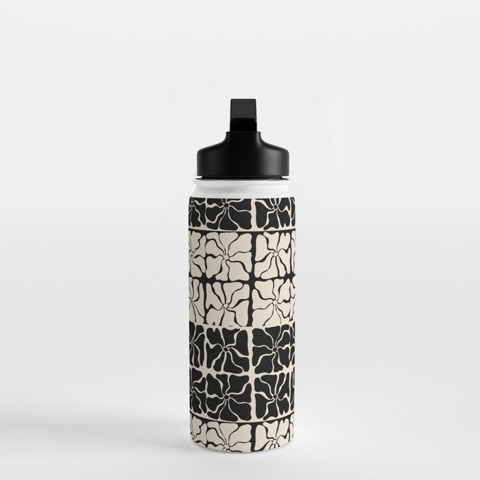Monochrome Petal Mosaic Pattern Water Bottle Gallery Image 3