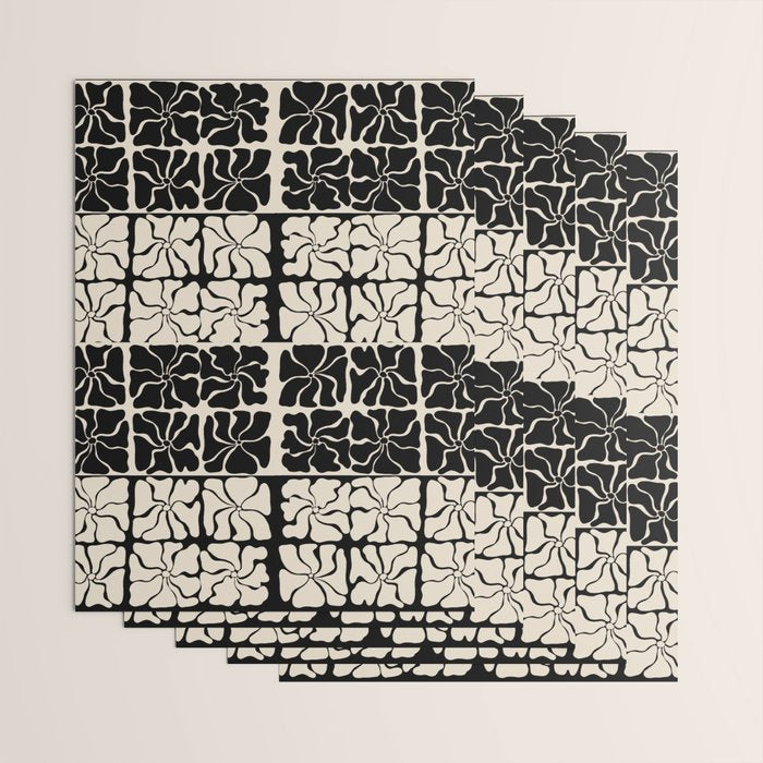 Monochrome Petal Mosaic Pattern Wrapping Paper Gallery Image 3