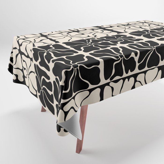 Monochrome Petal Mosaic Pattern Tablecloth Gallery Image 1