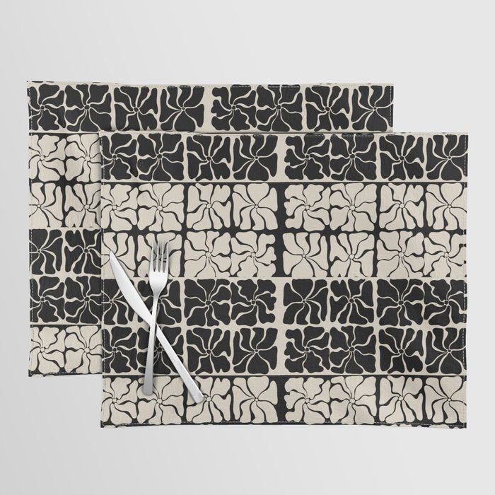 Monochrome Petal Mosaic Pattern Placemat Gallery Image 1