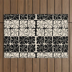 Monochrome Petal Mosaic Pattern Outdoor Rug Gallery Image 1