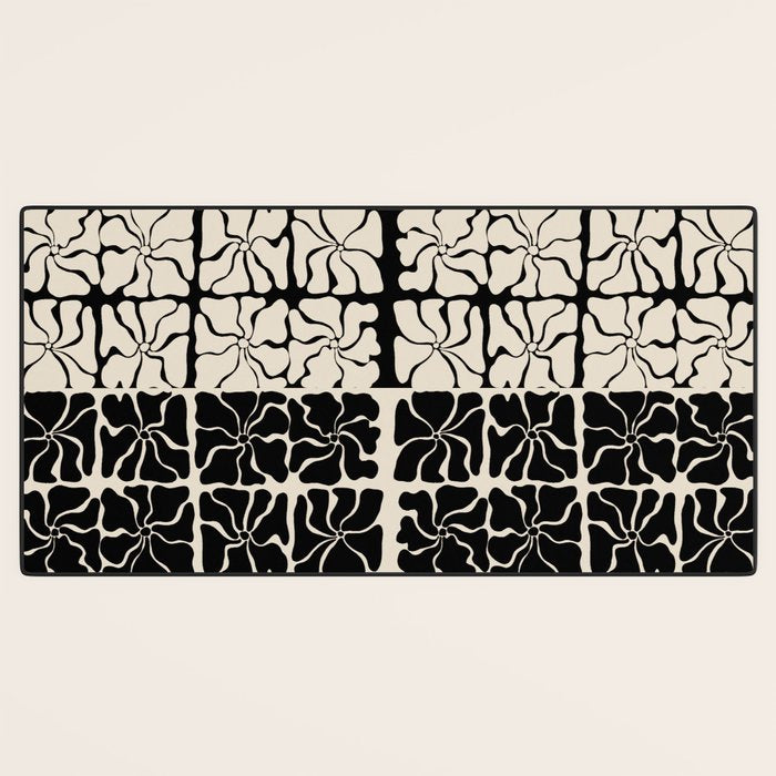 Monochrome Petal Mosaic Pattern Desk Mat Gallery Image 3