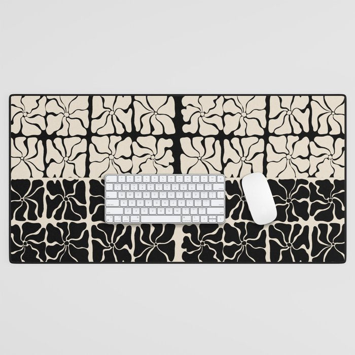 Monochrome Petal Mosaic Pattern Desk Mat Gallery Image 1