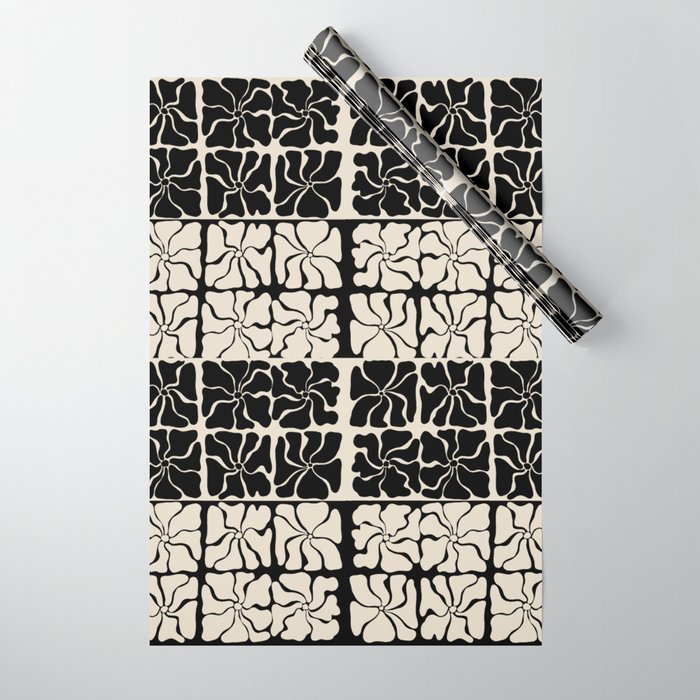Monochrome Petal Mosaic Pattern Wrapping Paper Gallery Image 1