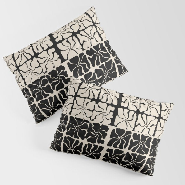 Monochrome Petal Mosaic Pattern Pillow Sham Gallery Image 1