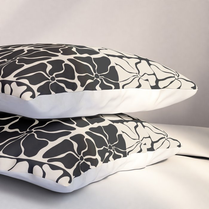 Monochrome Petal Mosaic Pattern Pillow Sham Gallery Image 3