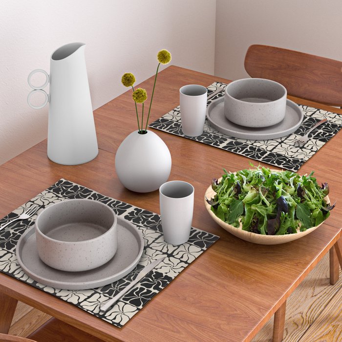 Monochrome Petal Mosaic Pattern Placemat Gallery Image 2