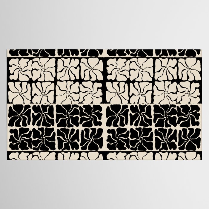 Monochrome Petal Mosaic Pattern Tablecloth Gallery Image 2