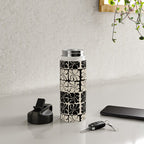 Monochrome Petal Mosaic Pattern Water Bottle Gallery Image 4