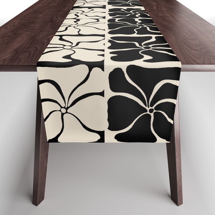 Monochrome Petal Mosaic Pattern Table Runner Gallery Image 1
