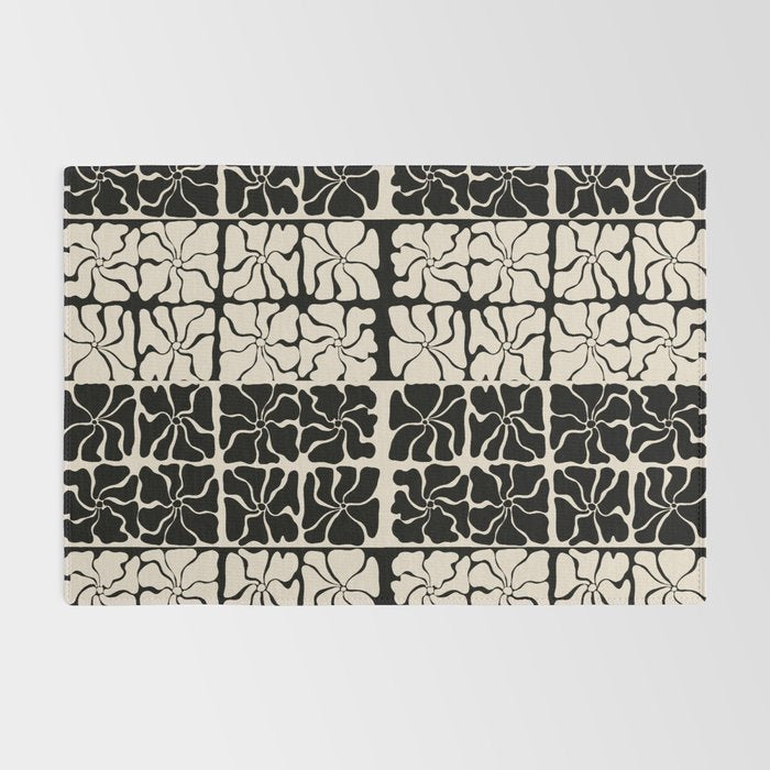 Monochrome Petal Mosaic Pattern Rug Gallery Image 2
