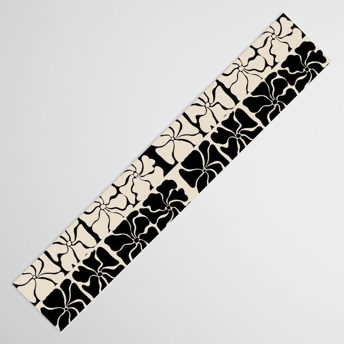 Monochrome Petal Mosaic Pattern Table Runner Gallery Image 3