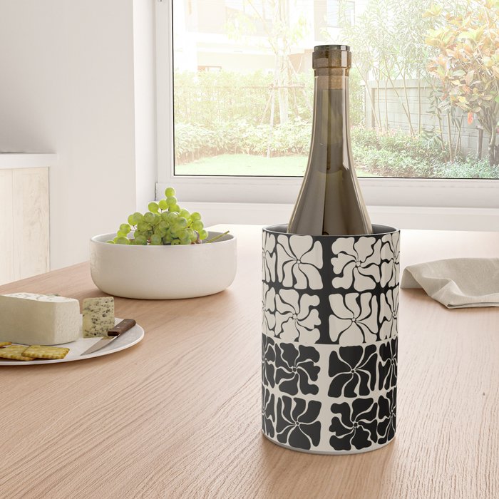 Monochrome Petal Mosaic Pattern Wine Chiller Gallery Image 4