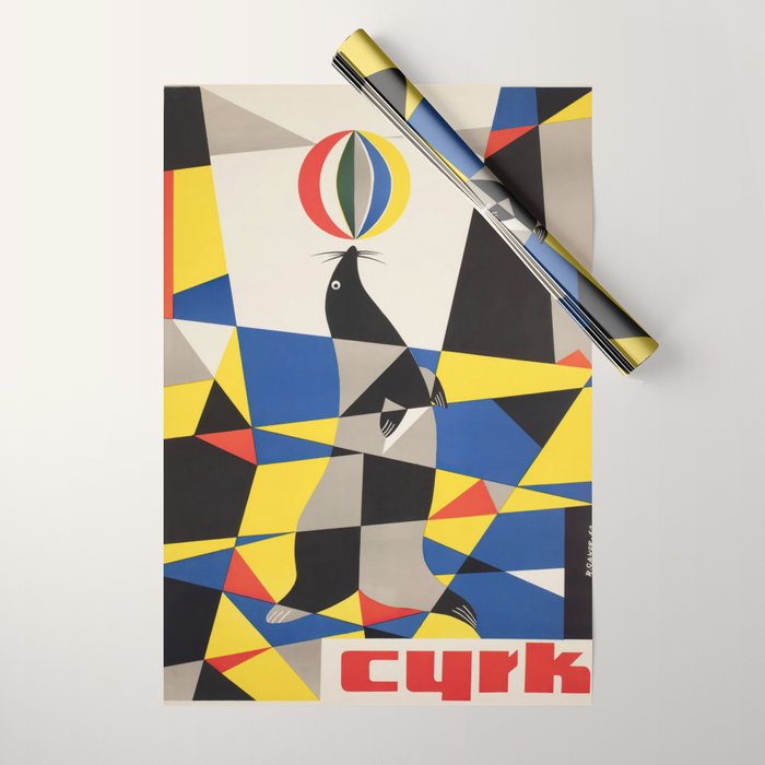 Cyrk Ball Balancing Seal 1961 Polish Circus Poster, Gawor Wrapping Paper Gallery Image 1