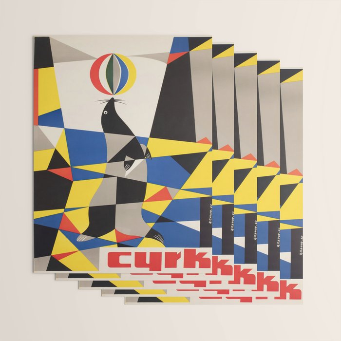 Cyrk Ball Balancing Seal 1961 Polish Circus Poster, Gawor Wrapping Paper Gallery Image 3