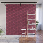 Winter & Woodsy Pine Trees in Ruby Red Wall Mural Gallery Image 1