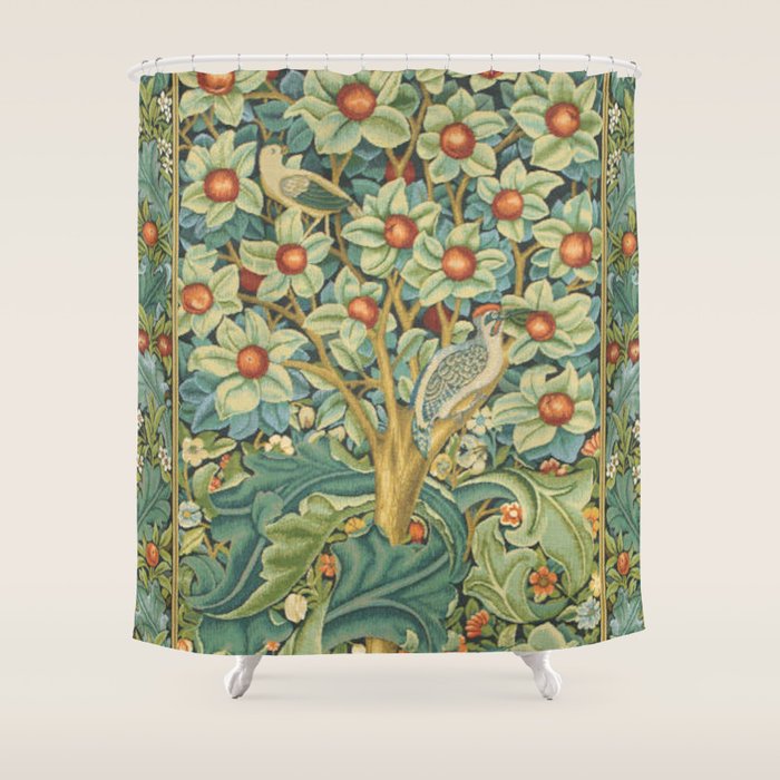 William Morris The Woodpecker Shower Curtain Gallery Image 1