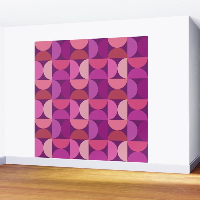Mid Century Modern Shapes - Pink Magenta Wall Mural Gallery Image 2