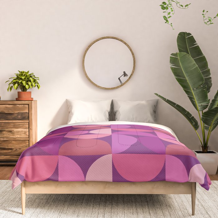 Mid Century Modern Shapes - Pink Magenta Comforter Gallery Image 3