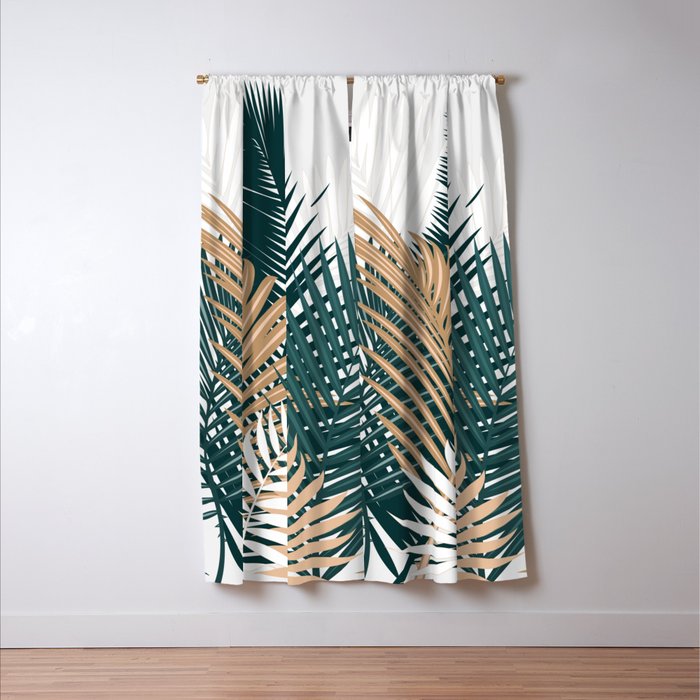 Gold and Green Palm Leaves Window Curtain Gallery Image 3