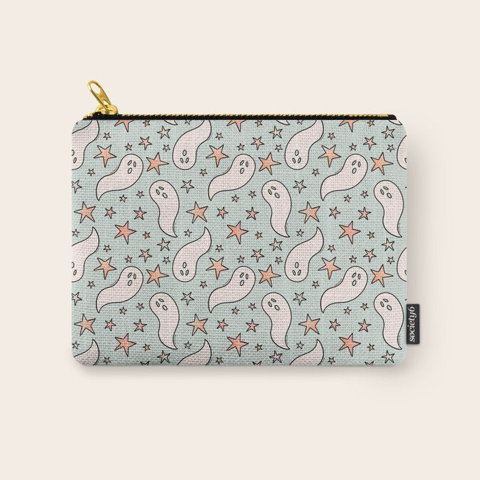 Pastel Ghost Print in Blue Carry All Pouch Gallery Image 1