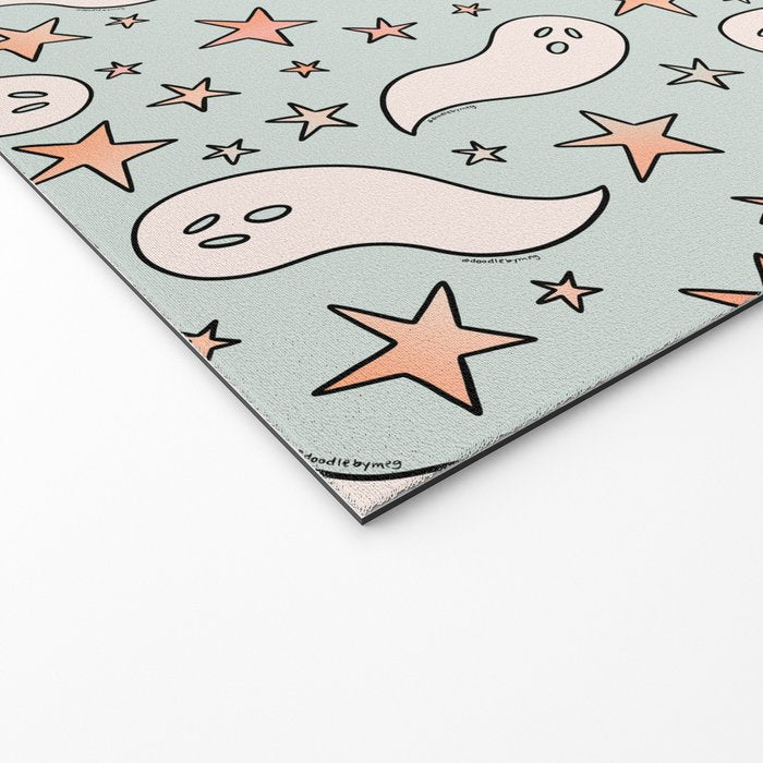 Pastel Ghost Print in Blue Welcome Mat Gallery Image 2