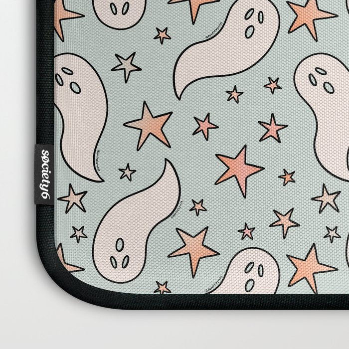 Pastel Ghost Print in Blue Laptop Sleeve Gallery Image 3