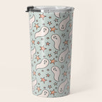 Pastel Ghost Print in Blue Travel Mug Gallery Image 3