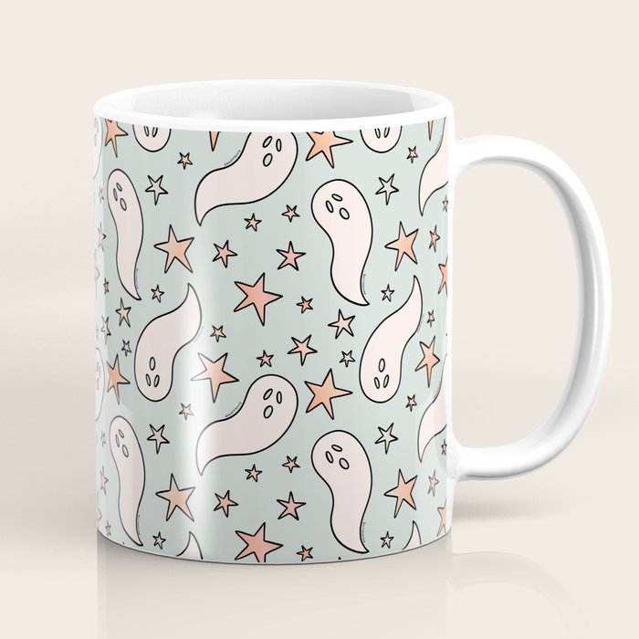Pastel Ghost Print in Blue Coffee Mug Gallery Image 1