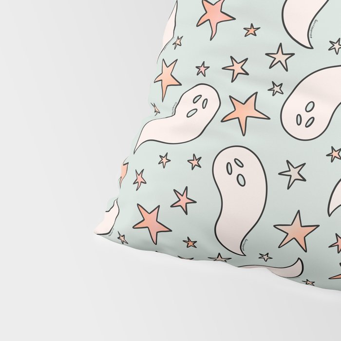 Pastel Ghost Print in Blue Pillow Sham Gallery Image 4