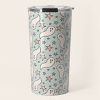 Pastel Ghost Print in Blue Travel Mug Gallery Image 1