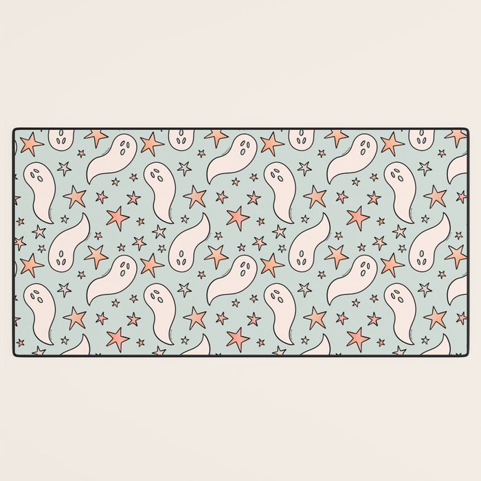 Pastel Ghost Print in Blue Desk Mat Gallery Image 3