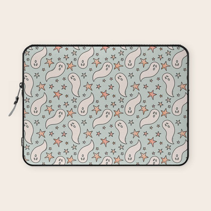 Pastel Ghost Print in Blue Laptop Sleeve Gallery Image 1