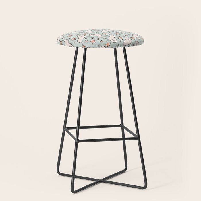 Pastel Ghost Print in Blue Stool Gallery Image 1