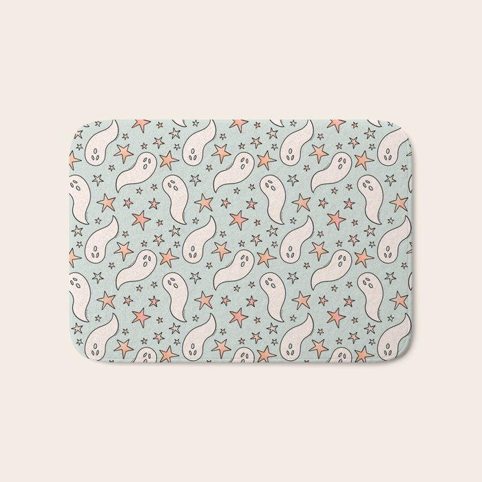 Pastel Ghost Print in Blue Bath Mat Gallery Image 1