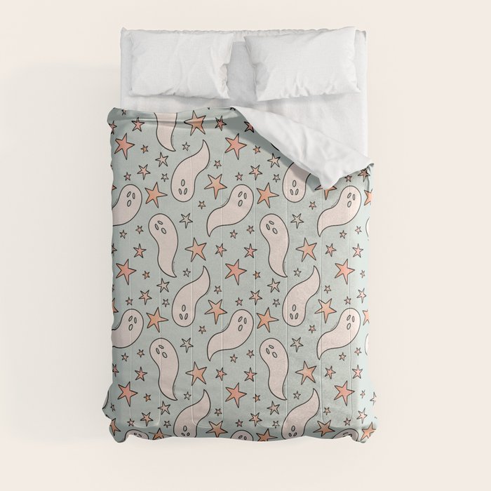 Pastel Ghost Print in Blue Comforter Gallery Image 3