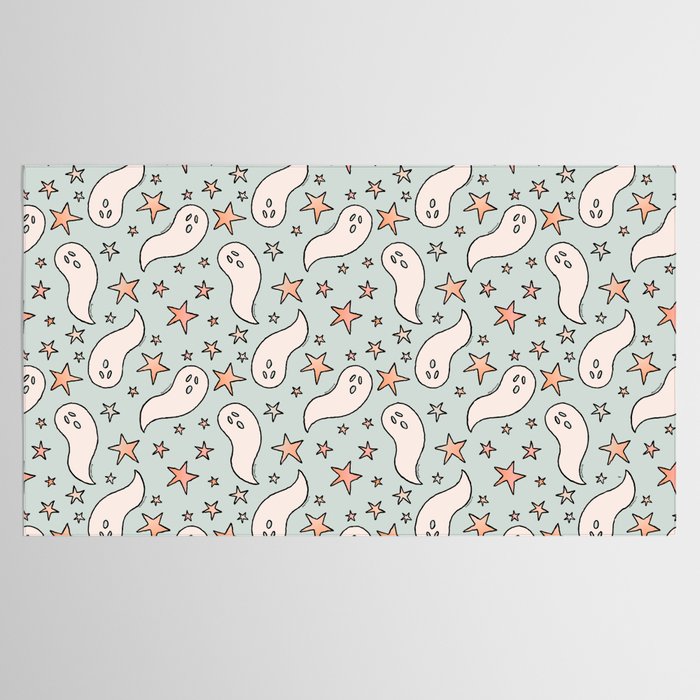 Pastel Ghost Print in Blue Tablecloth Gallery Image 2