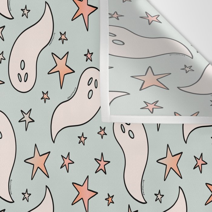 Pastel Ghost Print in Blue Wall Tapestry Gallery Image 3