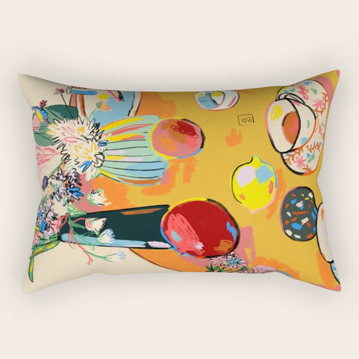TEA AND FLOWERS AT HOME Rectangular Pillow Gallery Image 1