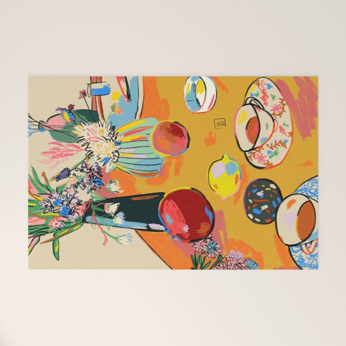 TEA AND FLOWERS AT HOME Welcome Mat Gallery Image 1
