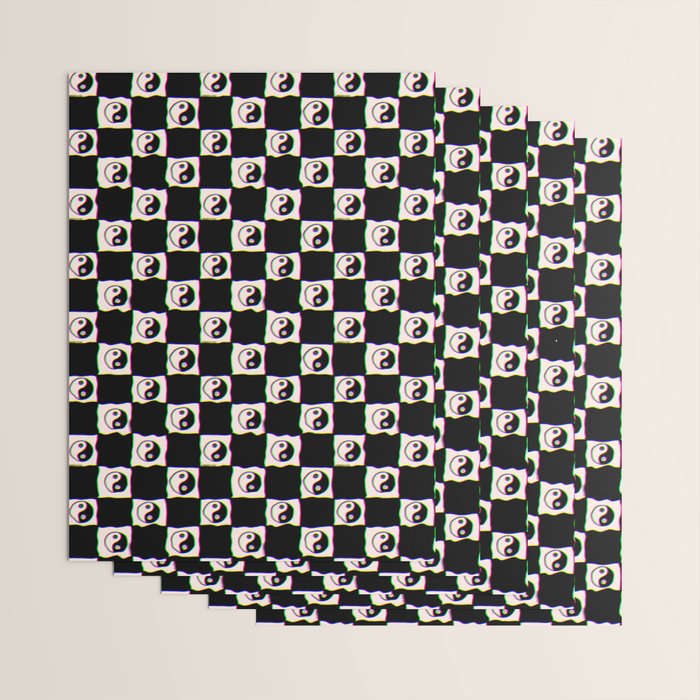Happy Yin Yang Checkered Print Wrapping Paper Gallery Image 3