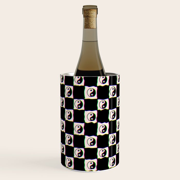 Happy Yin Yang Checkered Print Wine Chiller Gallery Image 2