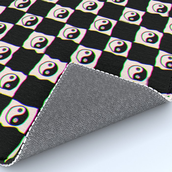 Happy Yin Yang Checkered Print Rug Gallery Image 4