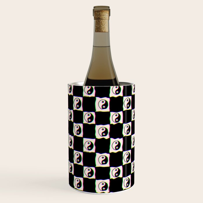 Happy Yin Yang Checkered Print Wine Chiller Gallery Image 3