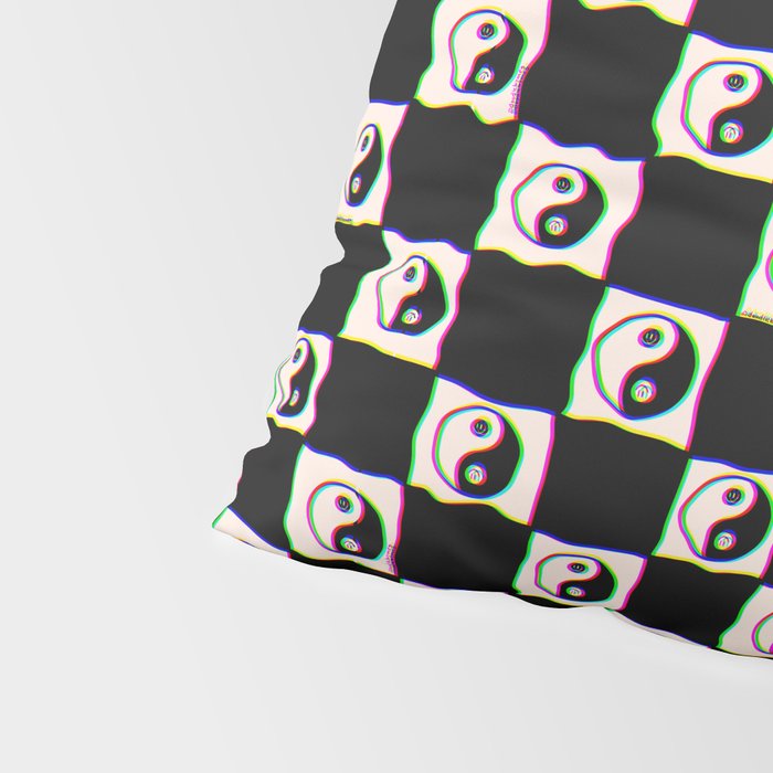 Happy Yin Yang Checkered Print Pillow Sham Gallery Image 4