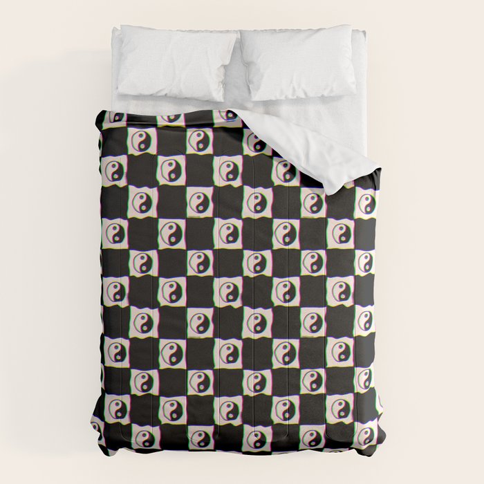 Happy Yin Yang Checkered Print Comforter Gallery Image 6